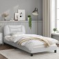 vidaXL Estructura de cama con cabecero cuero sintético blanco 80x200cm vidaXL Estructura de cama con cabecero cuero sintético blanco 80x200cm