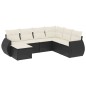 vidaXL Set de comedor de jardín 7 pzas y cojines ratán sintético negro vidaXL Set de comedor de jardín 7 pzas y cojines ratán sintético negro
