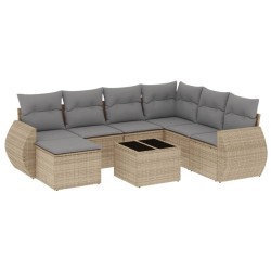 vidaXL Juego de sofás de jardín con cojines beige 8 pzas ratán PE