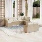 vidaXL Set de sofás de jardín 9 pzas con cojines ratán sintético beige vidaXL Set de sofás de jardín 9 pzas con cojines ratán sintético beige