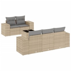 vidaXL Juego de sofás jardín con cojines 6 pzas ratán sintético beige