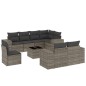 vidaXL Set de muebles de jardín 9 pzas y cojines ratán sintético gris