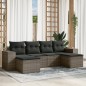 vidaXL Set de muebles de jardín 6 pzas y cojines ratán sintético gris vidaXL Set de muebles de jardín 6 pzas y cojines ratán sintético gris