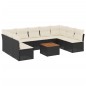 vidaXL Set de sofás de jardín 10 pzas cojines ratán sintético negro vidaXL Set de sofás de jardín 10 pzas cojines ratán sintético negro
