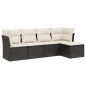 vidaXL Set de muebles de jardín 5 pzas y cojines ratán sintético negro vidaXL Set de muebles de jardín 5 pzas y cojines ratán sintético negro
