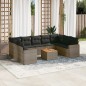vidaXL Set de sofás de jardín 10 pzas con cojines ratán sintético gris vidaXL Set de sofás de jardín 10 pzas con cojines ratán sintético gris