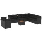 vidaXL Set de sofás de jardín 11 pzas y cojines ratán sintético negro vidaXL Set de sofás de jardín 11 pzas y cojines ratán sintético negro
