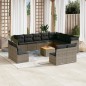 vidaXL Set sofás de jardín con cojines 13 piezas ratán sintético gris vidaXL Set sofás de jardín con cojines 13 piezas ratán sintético gris