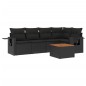 vidaXL Set de sofás de jardín 6 piezas y cojines ratán sintético negro vidaXL Set de sofás de jardín 6 piezas y cojines ratán sintético negro
