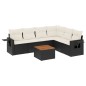 vidaXL Set de comedor de jardín 7 pzas y cojines ratán sintético negro vidaXL Set de comedor de jardín 7 pzas y cojines ratán sintético negro