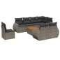 vidaXL Set de muebles de jardín 9 pzas y cojines ratán sintético gris vidaXL Set de muebles de jardín 9 pzas y cojines ratán sintético gris