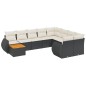 vidaXL Set de sofás de jardín 10 pzas cojines ratán sintético negro vidaXL Set de sofás de jardín 10 pzas cojines ratán sintético negro