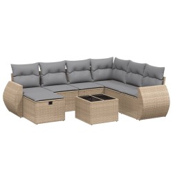 vidaXL Juego de sofás jardín con cojines beige mezcla 8 pzas ratán PE