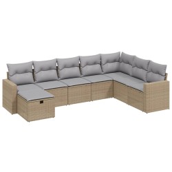 vidaXL Juego de sofás jardín con cojines beige mezcla 8 pzas ratán PE