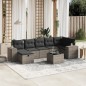 vidaXL Set de sofás de jardín 8 pzas y cojines ratán sintético gris vidaXL Set de sofás de jardín 8 pzas y cojines ratán sintético gris
