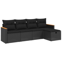 vidaXL Set de muebles de jardín 5 pzas y cojines ratán sintético negro