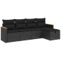 vidaXL Set de muebles de jardín 5 pzas y cojines ratán sintético negro vidaXL Set de muebles de jardín 5 pzas y cojines ratán sintético negro