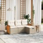 vidaXL Juego de sofás jardín con cojines 4 pzas ratán sintético beige vidaXL Juego de sofás jardín con cojines 4 pzas ratán sintético beige