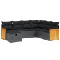 vidaXL Set de comedor de jardín 7 pzas y cojines ratán sintético negro vidaXL Set de comedor de jardín 7 pzas y cojines ratán sintético negro
