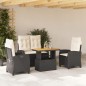 vidaXL Juego comedor jardín 4 piezas con cojines ratán sintético negro vidaXL Juego comedor jardín 4 piezas con cojines ratán sintético negro
