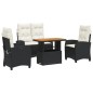 vidaXL Juego comedor jardín 4 piezas con cojines ratán sintético negro vidaXL Juego comedor jardín 4 piezas con cojines ratán sintético negro