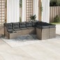 vidaXL Set de sofás de jardín 10 pzas con cojines ratán sintético gris