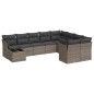 vidaXL Set de sofás de jardín 10 pzas con cojines ratán sintético gris