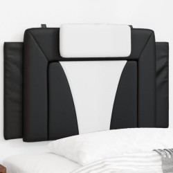 vidaXL Cabecero de cama acolchado cuero sintético negro y blanco 90 cm