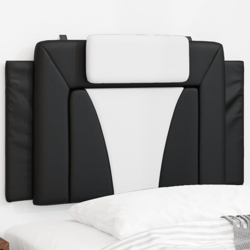 vidaXL Cabecero de cama acolchado cuero sintético negro y blanco 90 cm vidaXL Cabecero de cama acolchado cuero sintético negro y blanco 90 cm