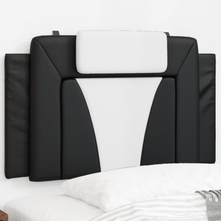 vidaXL Cabecero de cama acolchado cuero sintético negro y blanco 90 cm