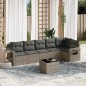 vidaXL Set de sofás de jardín 7 piezas con cojines ratán PE gris vidaXL Set de sofás de jardín 7 piezas con cojines ratán PE gris