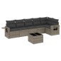 vidaXL Set de sofás de jardín 7 piezas con cojines ratán PE gris vidaXL Set de sofás de jardín 7 piezas con cojines ratán PE gris