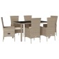 vidaXL Set comedor de jardín 7 pzas con cojines ratán sintético beige vidaXL Set comedor de jardín 7 pzas con cojines ratán sintético beige