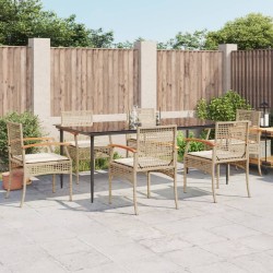 vidaXL Set comedor de jardín 7 pzas con cojines ratán sintético beige