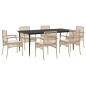 vidaXL Set comedor de jardín 7 pzas con cojines ratán sintético beige
