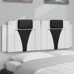 vidaXL Cabecero de cama acolchado cuero sintético blanco negro 120 cm