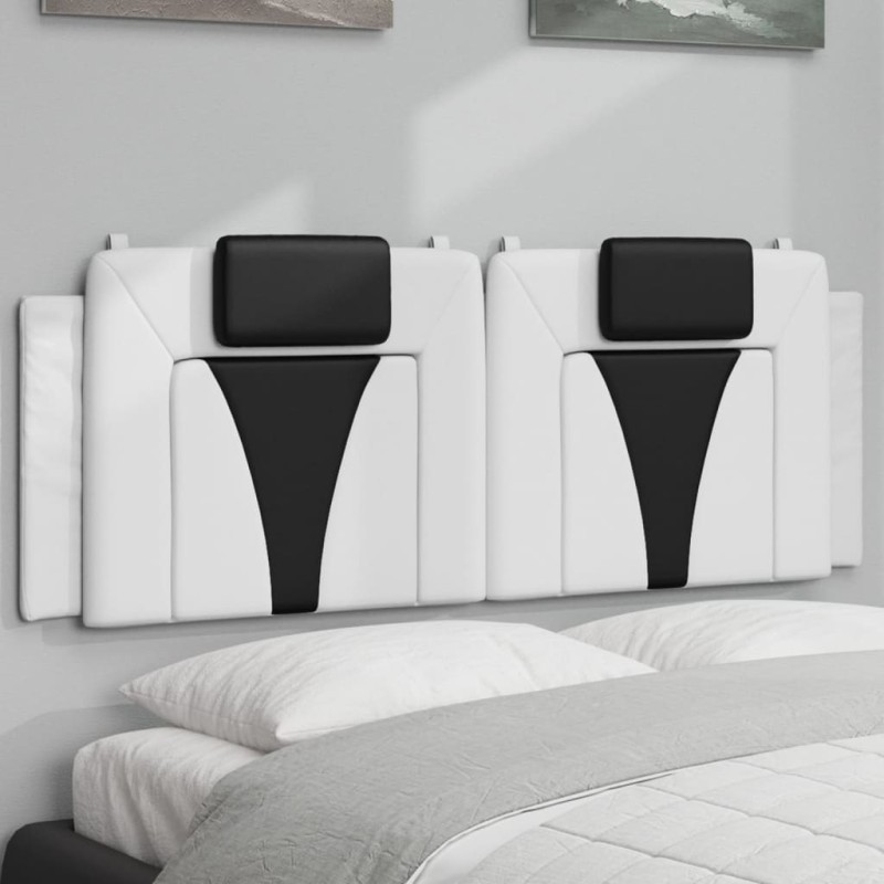 vidaXL Cabecero de cama acolchado cuero sintético blanco negro 120 cm vidaXL Cabecero de cama acolchado cuero sintético blanco negro 120 cm