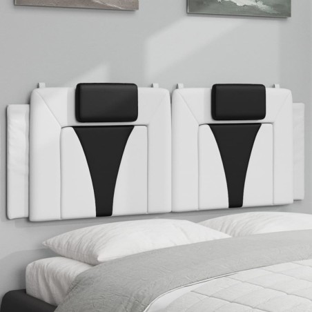 vidaXL Cabecero de cama acolchado cuero sintético blanco negro 120 cm