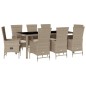 vidaXL Set comedor de jardín 9 pzas con cojines ratán sintético beige vidaXL Set comedor de jardín 9 pzas con cojines ratán sintético beige