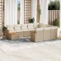 vidaXL Set de sofás de jardín 11pzas con cojines ratán sintético beige vidaXL Set de sofás de jardín 11pzas con cojines ratán sintético beige