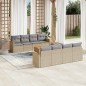 vidaXL Juego de sofás jardín con cojines beige mezcla 9 pzas ratán PE vidaXL Juego de sofás jardín con cojines beige mezcla 9 pzas ratán PE