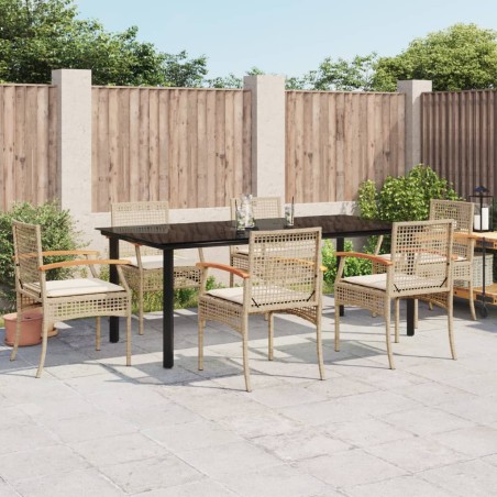 vidaXL Set comedor de jardín 7 pzas con cojines ratán sintético beige