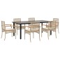 vidaXL Set comedor de jardín 7 pzas con cojines ratán sintético beige vidaXL Set comedor de jardín 7 pzas con cojines ratán sintético beige
