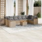 vidaXL Juego de sofás jardín con cojines beige mezcla 11 pzas ratán PE vidaXL Juego de sofás jardín con cojines beige mezcla 11 pzas ratán PE