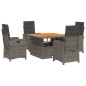 vidaXL Set comedor de jardín 5 piezas con cojines ratán sintético gris vidaXL Set comedor de jardín 5 piezas con cojines ratán sintético gris