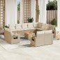 vidaXL Set sofás de jardín con cojines 13 pzas ratán sintético beige vidaXL Set sofás de jardín con cojines 13 pzas ratán sintético beige