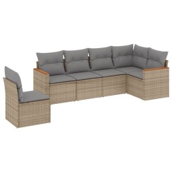 vidaXL Juego de sofás jardín con cojines beige mezcla 6 pzas ratán PE