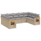 vidaXL Set de sofás de jardín 9 pzas con cojines ratán sintético beige vidaXL Set de sofás de jardín 9 pzas con cojines ratán sintético beige