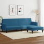 vidaXL Sofá cama de 2 plazas con taburete terciopelo azul vidaXL Sofá cama de 2 plazas con taburete terciopelo azul