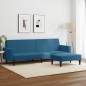 vidaXL Sofá cama de 2 plazas con taburete terciopelo azul vidaXL Sofá cama de 2 plazas con taburete terciopelo azul